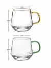 Goodhomes Glass Coffee Mug with Colored Handle (Set of 4pcs)