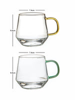 Goodhomes Glass Coffee Mug with Colored Handle (Set of 4pcs)