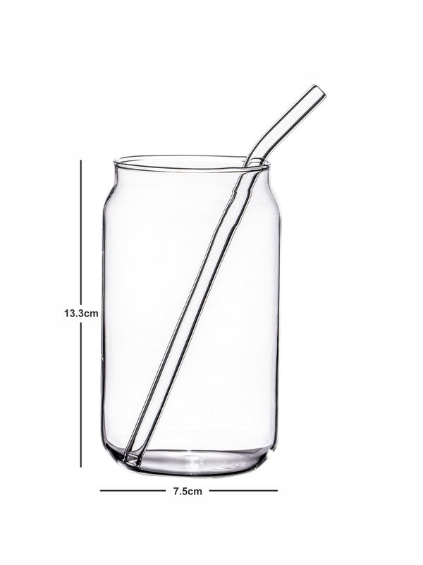 Goodhomes Glass Mason Jar with Glass Straw (Set of 2pcs)