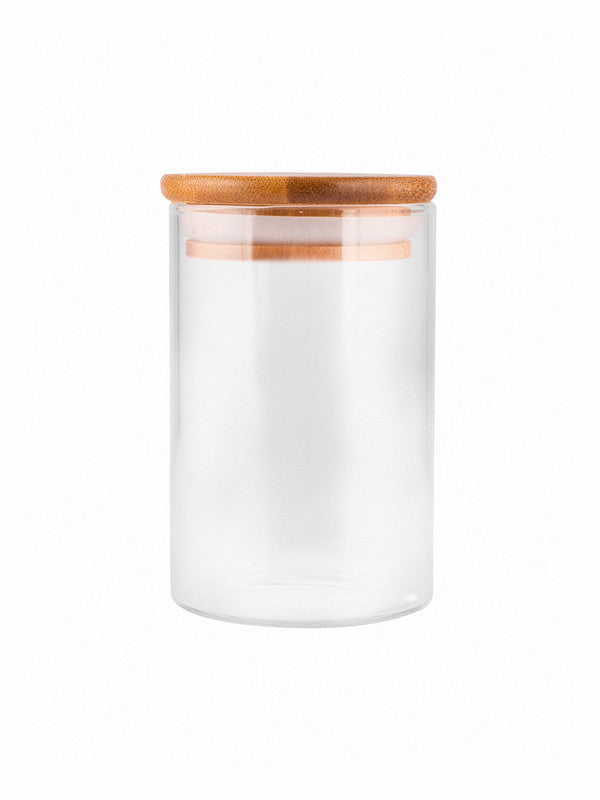 Glass Storage Jar with Wooden Lid (Set of 6pcs)