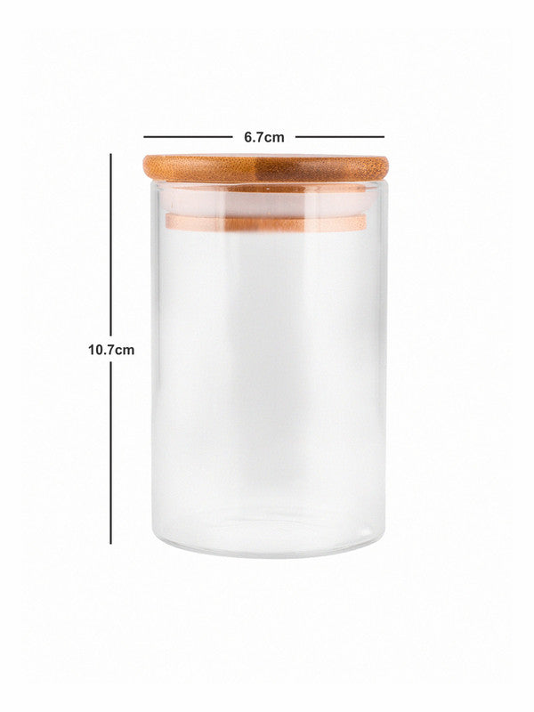 Glass Storage Jar with Wooden Lid (Set of 6pcs)