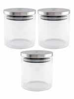Borosilicate Glass Airtight Jar with Metal Lid (Set of 3pcs)