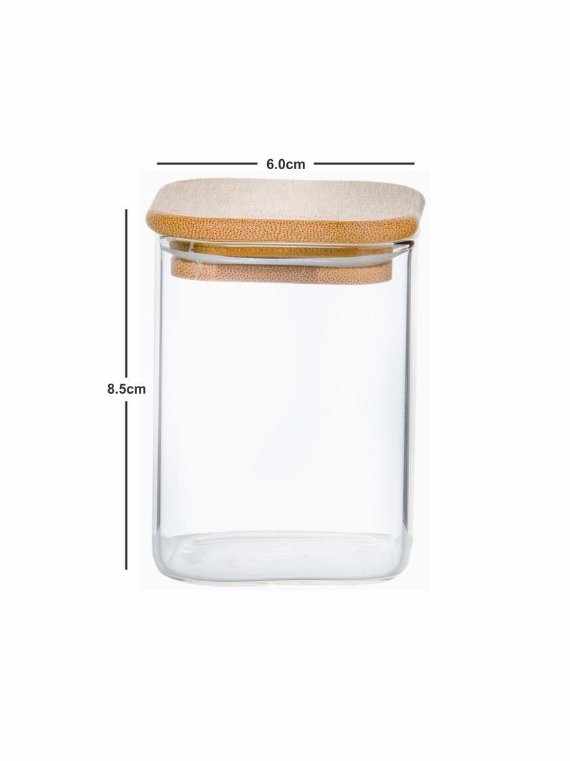 Goodhomes Glass Storage Jar Set With Wooden Lid (Set Of 6Pcs)