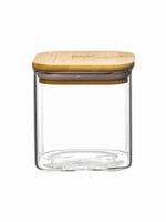 Goodhomes Glass Storage Jar with Wooden Lid (Set of 2pcs)