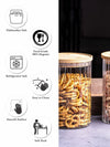Goodhomes Glass Medium Jar with Wooden Lid (Set of 2pcs)