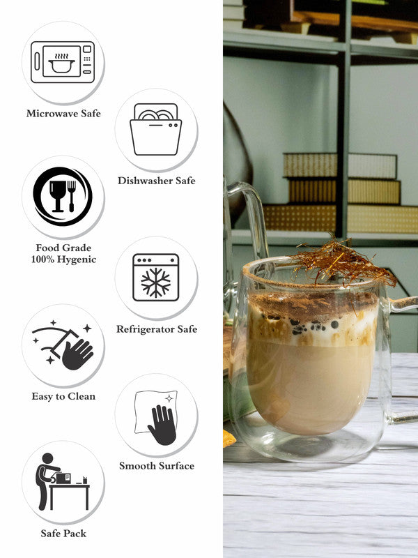 Goodhomes Glass Coffee Mug with Wooden Lid & Spoon (Set of 2pcs Mug wi –  GOOD HOMES
