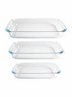 Glass Rectangle Baking Tray (Set of 3pcs)