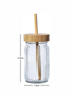Goodhomes Glass Driking Bottle With Wooden Lid & Straw  (Set Of 3Pcs)