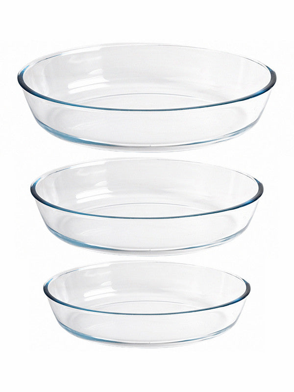 Glass Oval Baking Tray (Set of 3pcs)