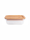 Rectangular Glass storage box with Air tight Wooden Lid (Set of 3pcs)
