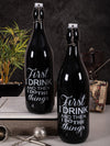 Glass Black Bottle with Slogan(Set of 2pcs)