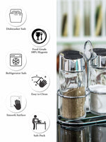 Goodhomes Glass Spice Jar Set with Metal Stand (Set of 2pcs Jar & 1pc Stand)
