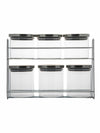 Goodhomes Glass Storage Jar with Metal Stand (Set of 3pcs Large Jar & 3pcs Small Jar with 1pc Stand)