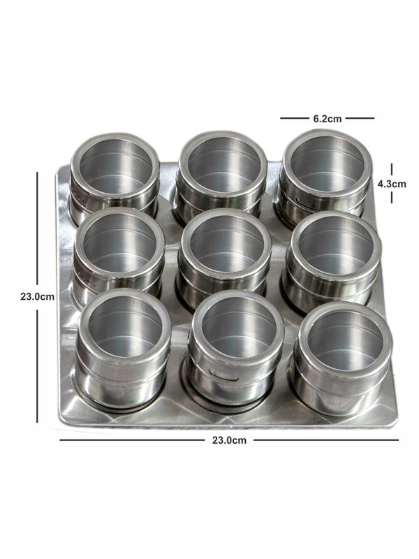 Goodhomes Magnetic Spice Set with Stand (Set of 9pcs Jar & 1pc Stand)