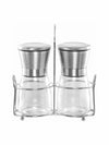 Goodhomes Glass Salt and Pepper grinder Set with Stand (Set of 3pcs)