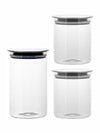 Goodhomes Glass Storage Jar with Lid (Set of 1pc Large Jar & 2pcs Small Jar)