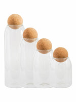 Goodhomes Glass Storage Jar with Cork Ball Lid (Set of 4pcs)
