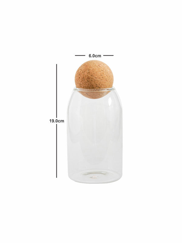 Goodhomes Glass Storage Jar with Cork Ball Lid (Set of 2pcs)
