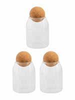 Goodhomes Glass Storage Jar with Cork Ball Lid (Set of 3pcs)