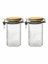 Goodhomes Glass Storage Jar with Wooden Lid (Set of 2pcs)