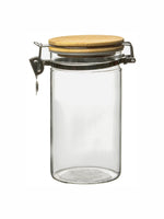 Goodhomes Glass Storage Jar with Wooden Lid (Set of 2pcs)