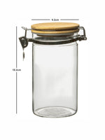 Goodhomes Glass Storage Jar with Wooden Lid (Set of 2pcs)