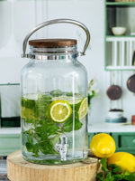 Goodhomes Glass Dispenser Jar with Wooden Lid