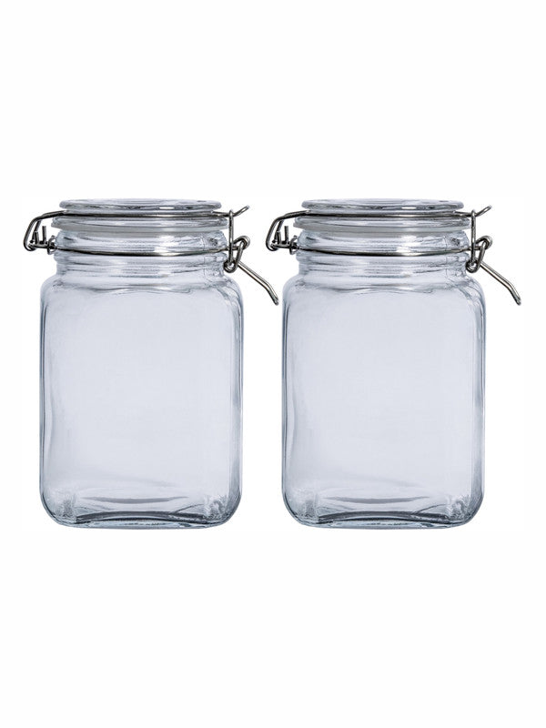 Goodhomes Glass Storage Jar With Clip Lid (Set Of 2Pcs)