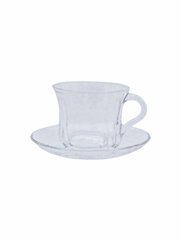 Goodhomes Glass Coffee/Tea Cup & Saucer (Set of 6pcs Cup & 6pcs Saucer)