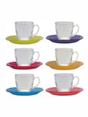 Luminarc Carina Rainbow Glass Tea & Coffee Cup Saucer (Set of 6pcs Cup & 6pcs Color Saucer)