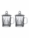 Goodhomes Glass Tea/Coffee Mug with Lid (Set of 2pcs)