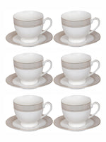 Goodhomes Porcelain Tea/Coffee Cup Saucer Set (Set of 6pcs Cup & 6pcs Saucer)