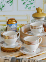 Goodhomes Porcelain Tea/Coffee Cup Saucer Set (Set of 6pcs Cup & 6pcs Saucer)