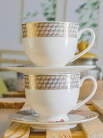 Goodhomes Porcelain Tea/Coffee Cup Saucer Set (Set of 6pcs Cup & 6pcs Saucer)