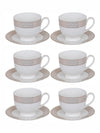 Goodhomes Porcelain Tea/Coffee Cup Saucer Set (Set of 6pcs Cup & 6pcs Saucer)