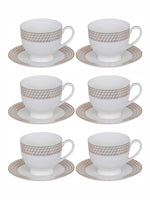 Goodhomes Porcelain Tea/Coffee Cup Saucer Set (Set of 6pcs Cup & 6pcs Saucer)