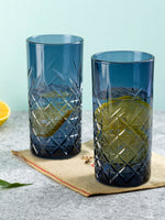 Pasabahce Timeless Long Drink Water/ Juice Glass 450 ml 2 Pcs Set Blue