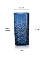 Pasabahce Timeless Long Drink Water/ Juice Glass 450 ml 2 Pcs Set Blue