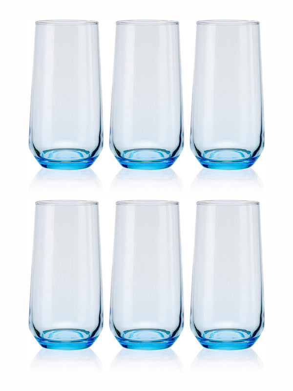Pasabahce Allegra Long Drink Water/ Juice Glass 470 ml 6 Pcs Set Blue