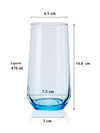 Pasabahce Allegra Long Drink Water/ Juice Glass 470 ml 6 Pcs Set Blue