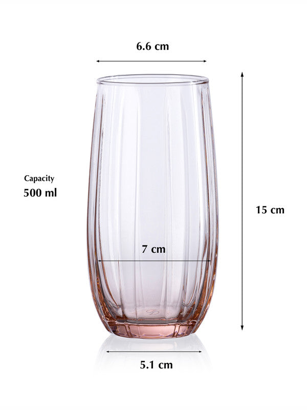 Pasabahce Linka Long Drink Water/ Juice Glass 500 ml 4 Pcs Set Pink