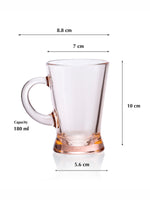 Pasabahce Heybeli Glass Tea/ Coffee Mug 180 ml 6 Pcs Set Pink