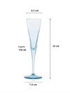 Pasabahce V-Line Champagne Flute Stem Glass 150 ml 2 Pcs Set Blue