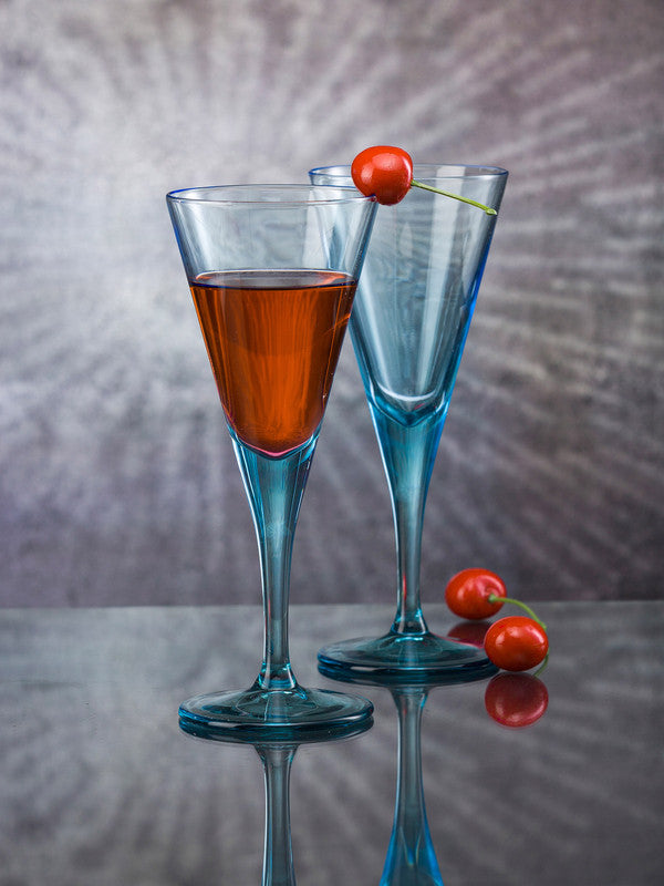 Pasabahce V-Line Red Wine Stem Glass 200 ml 2 Pcs Set Blue