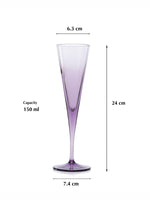 Pasabahce V-Line Champagne Flute Stem Glass 150 ml 2 Pcs Set Purple