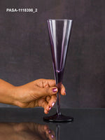 Pasabahce V-Line Champagne Flute Stem Glass 150 ml 2 Pcs Set Purple