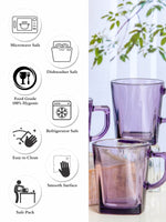 Pasabahce Glass Colour Carre Mugs (Set of 6pcs)