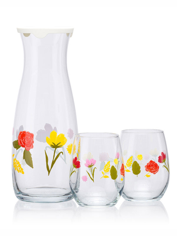 Pasabahce Floral Party Glass Juice Set 1180 ml 3 Pcs Set Printed