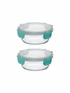 Goodhomes Glass Round Container Set with Airtight Lid (Set of 2pcs)