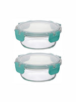 Purefit Glass Round  Container Set with Airtight Lid (Set of 2pcs)
